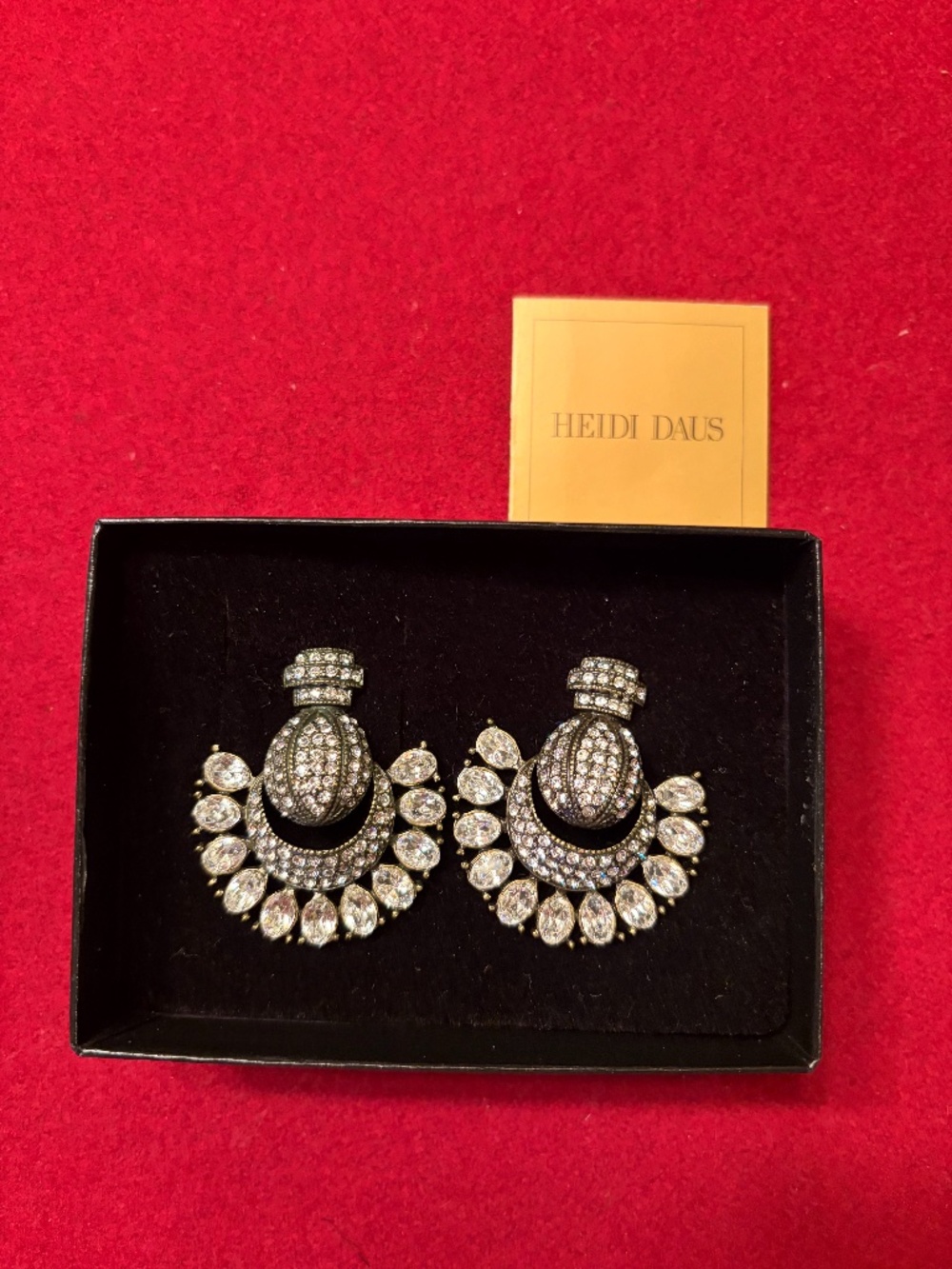 Heidi Daus Crystal Chandelier Statement Earrings NIB